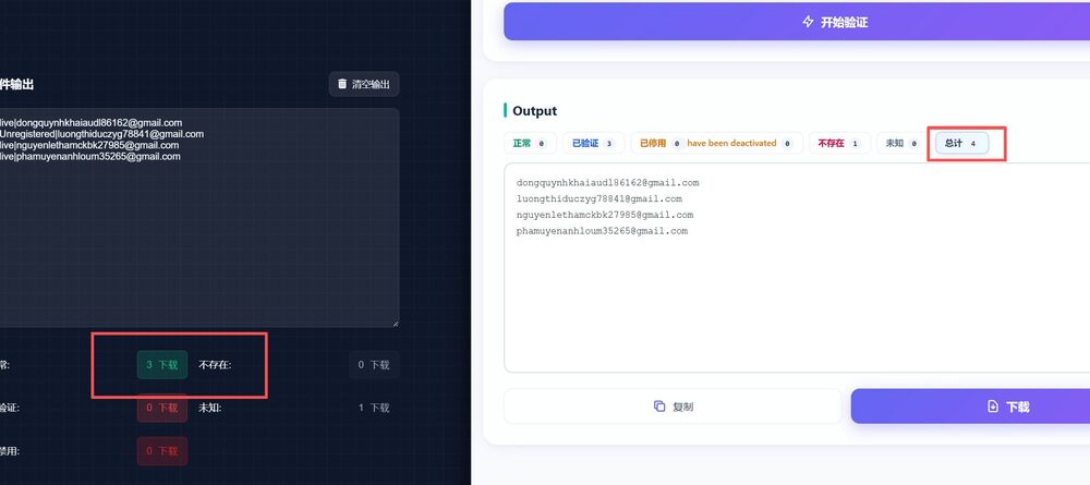 gmailcheck.live 五种结果分类